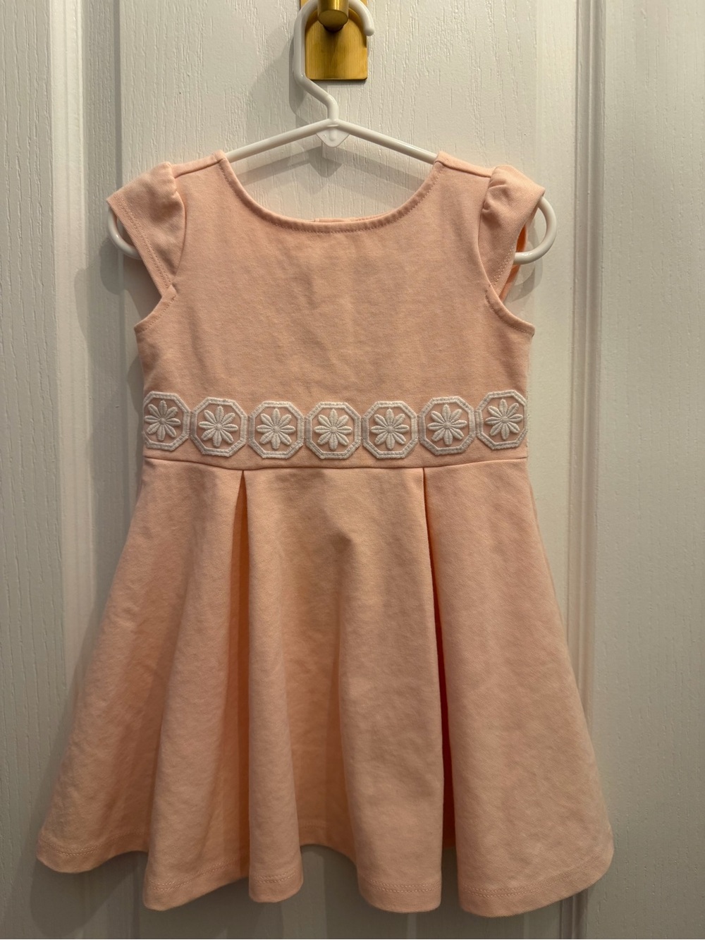 Janie and Jack Peach Dress with White Floral Waist